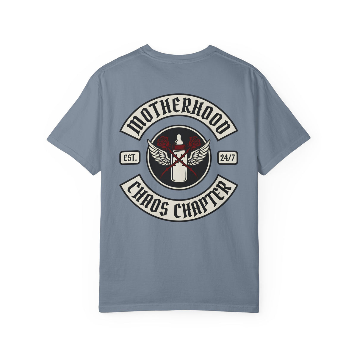 Motherhood Chaos Chapter Moto T-shirt | Back Print