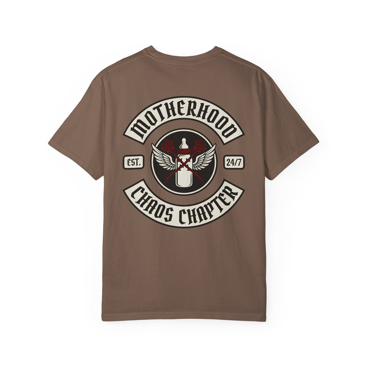 Motherhood Chaos Chapter Moto T-shirt | Back Print