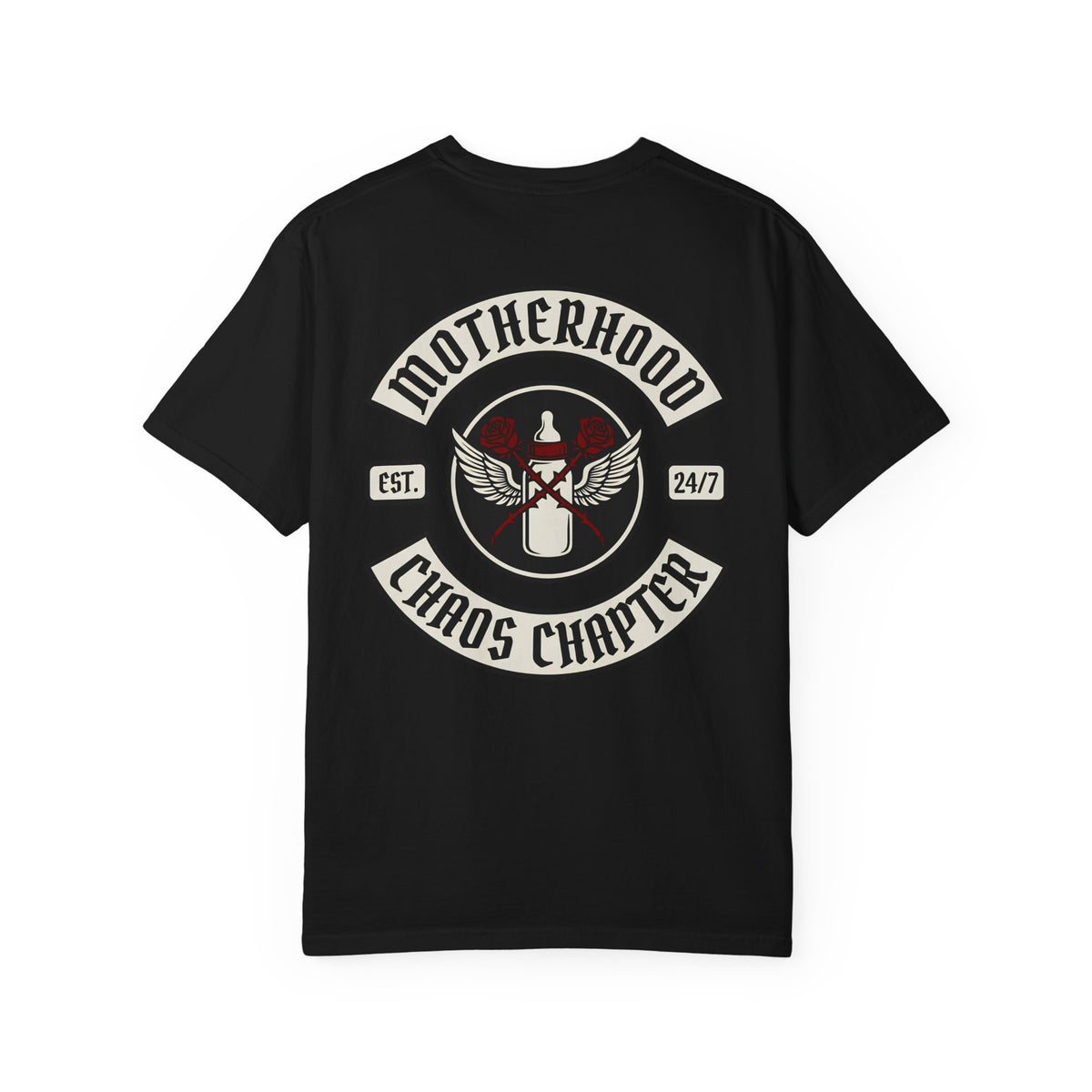 Motherhood Chaos Chapter Moto T-shirt | Back Print