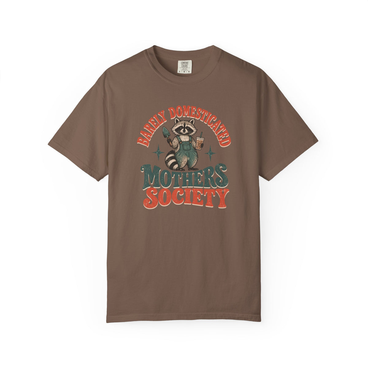 Barely Domesticated Mothers Society Raccoon Mascot T-shirt