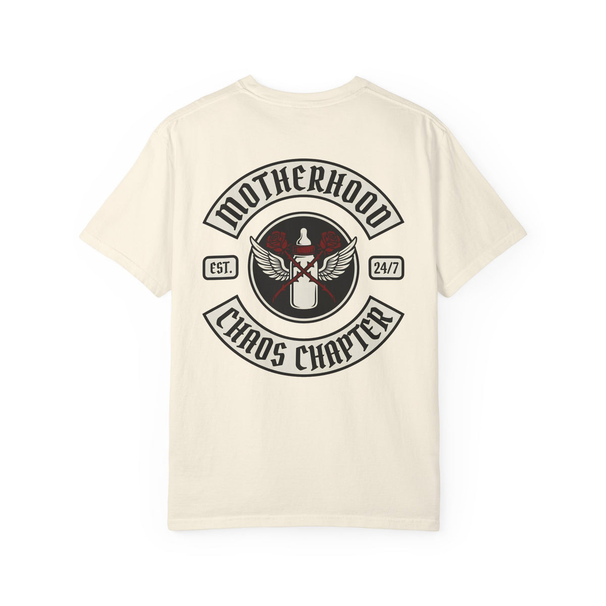 Motherhood Chaos Chapter Moto T-shirt | Back Print