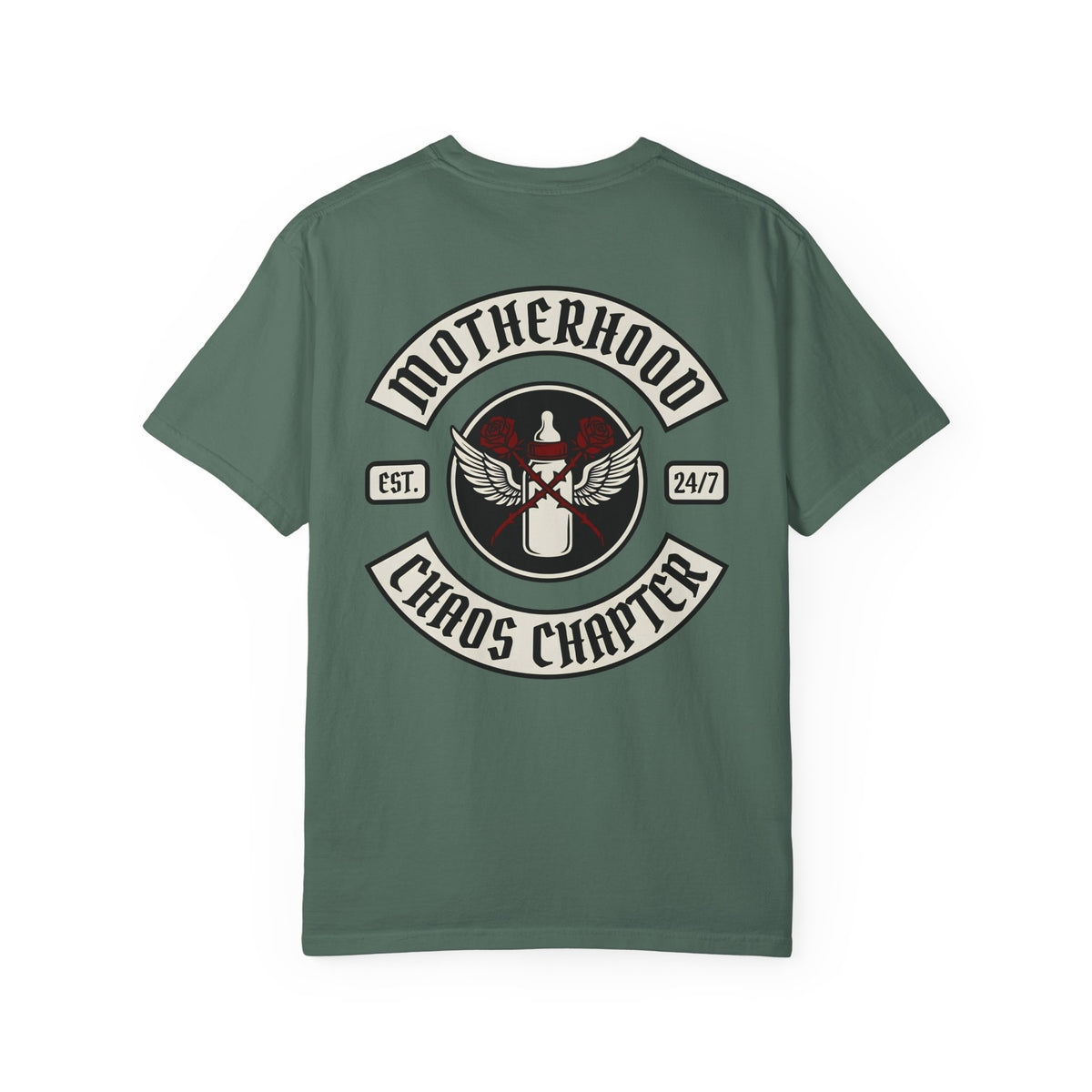 Motherhood Chaos Chapter Moto T-shirt | Back Print